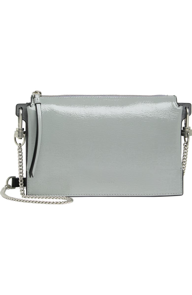 AllSaints Fletcher Croc Embossed Leather Crossbody Bag, Main, color,