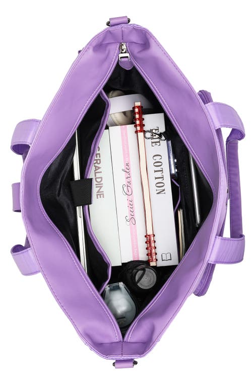 Elle Voyage 25l Twill And Vegan Leather Weekender Tote Bag In Purple