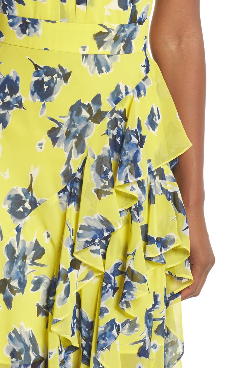 Eliza J Halter Ruffle Maxi Dress, Alternate, color, 