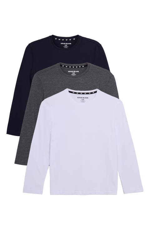 Kids' 3-Pack Long Sleeve Cotton T-Shirts (Big Kid)