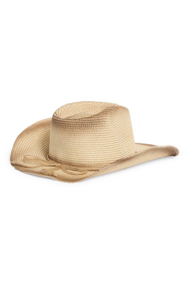 Shell Trim Straw Cowboy Hat, Alternate, color, NATURAL