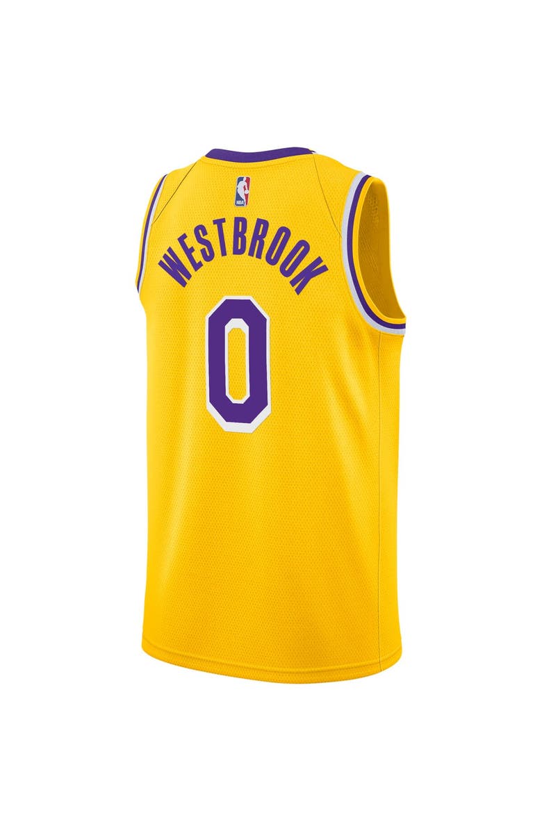 Nike Men's Nike Russell Westbrook Gold Los Angeles Lakers 2020/21 Swingman Player Jersey - Icon Edition, Alternate, color, 