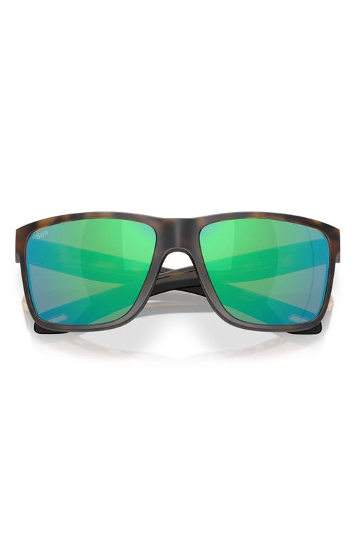 Costa Del Mar Broadbill Ii 58mm Polarized Rectangular Sunglasses In Matte Tortoise/green