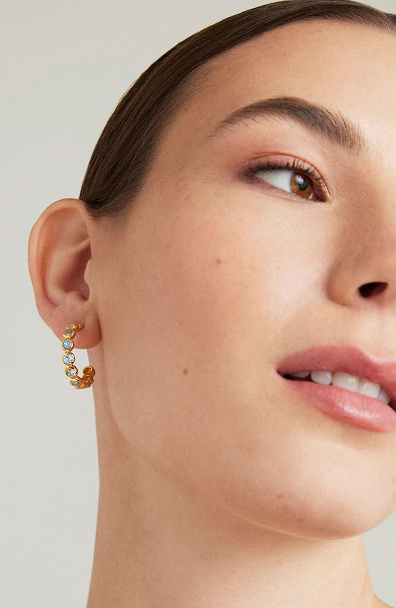 Dean Davidson Small Signature Eternity Hoop Earrings, Alternate, color, Yellow Gold/ Moonstone