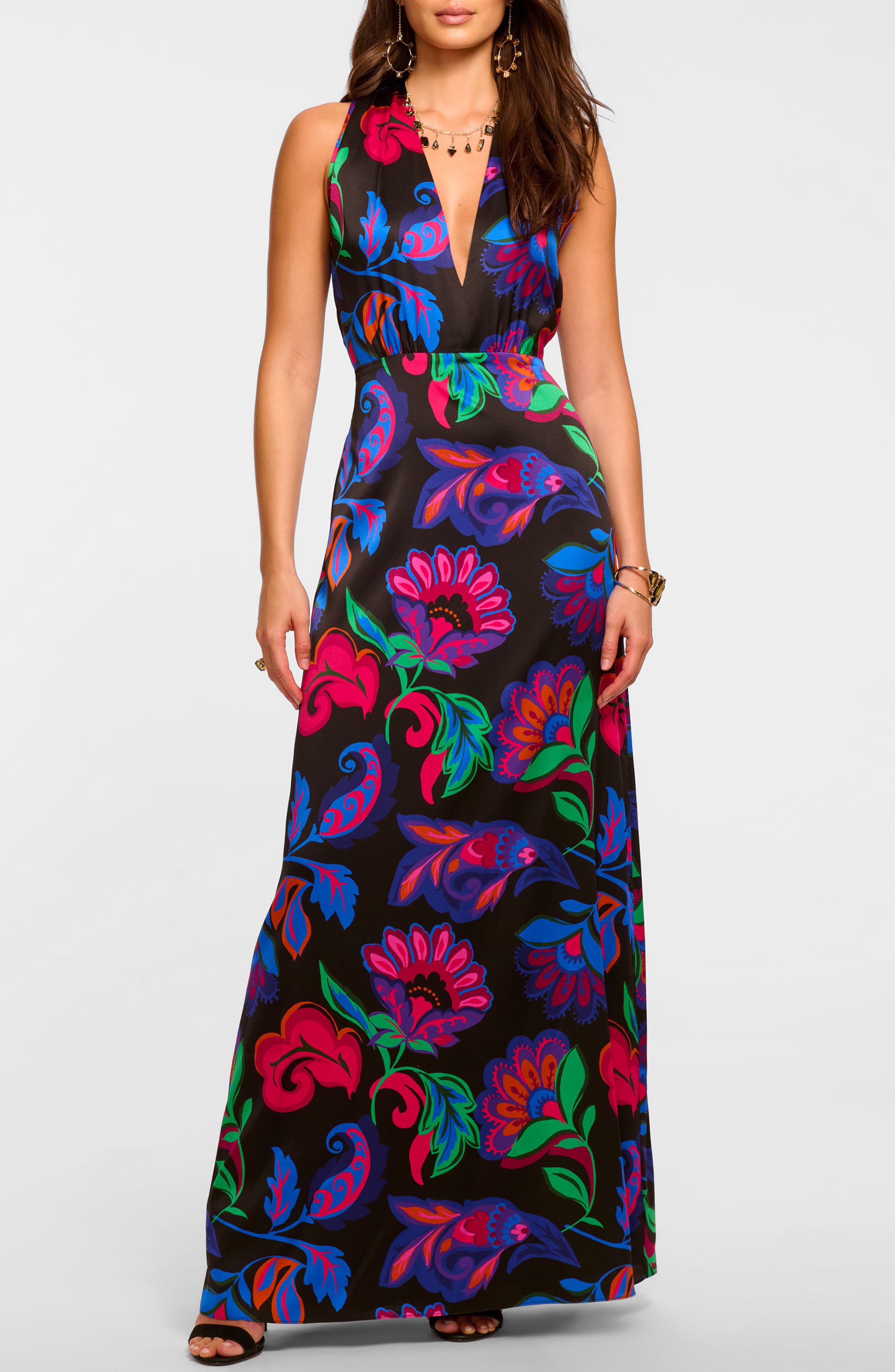 Floral Print Sleeveless Gown
