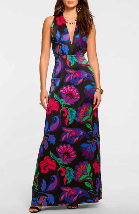 Floral Print Sleeveless Gown