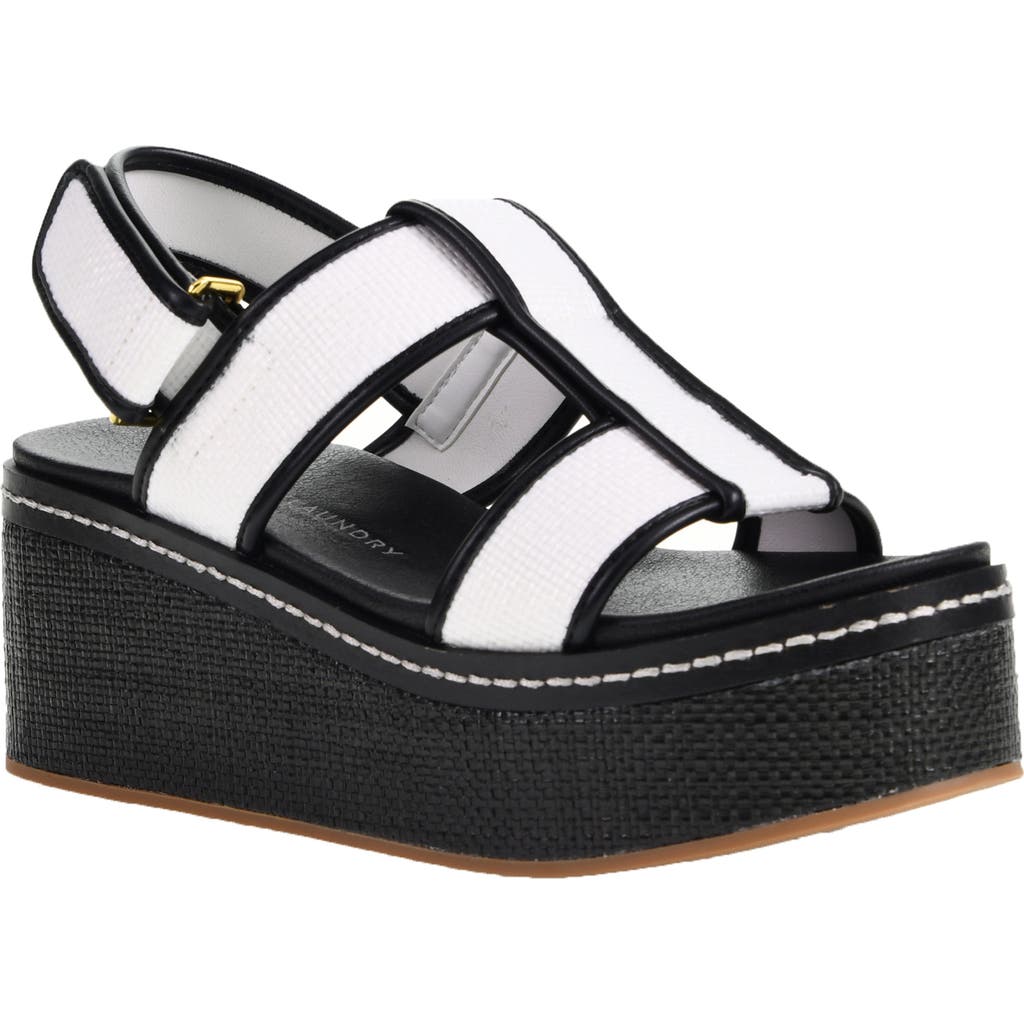 Chinese Laundry Swell Raffia Platform Wedge Sandal In White