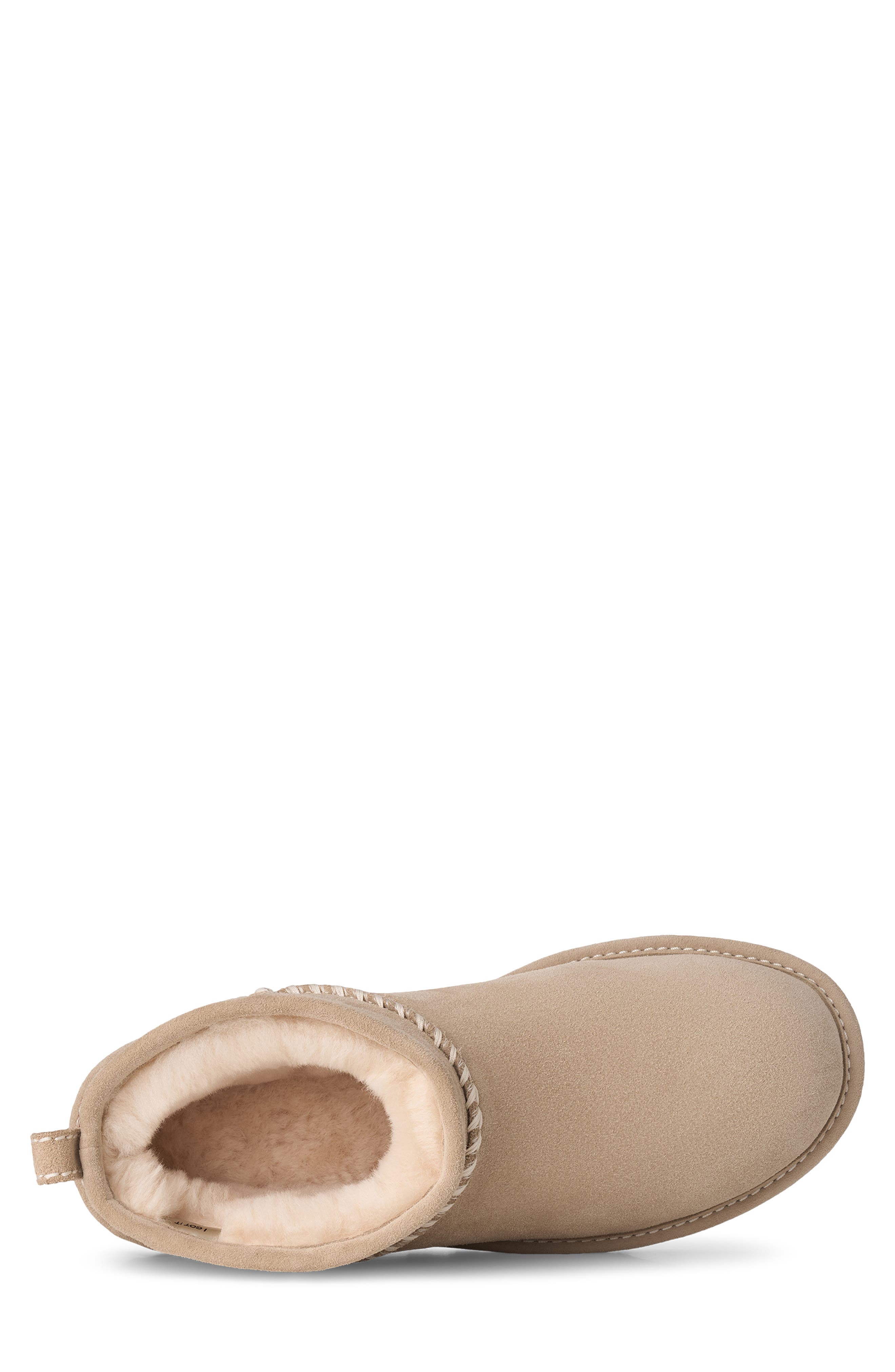 Classic Ultra Mini Stitched Genuine Shearling Boot, Alternate, color, SAND