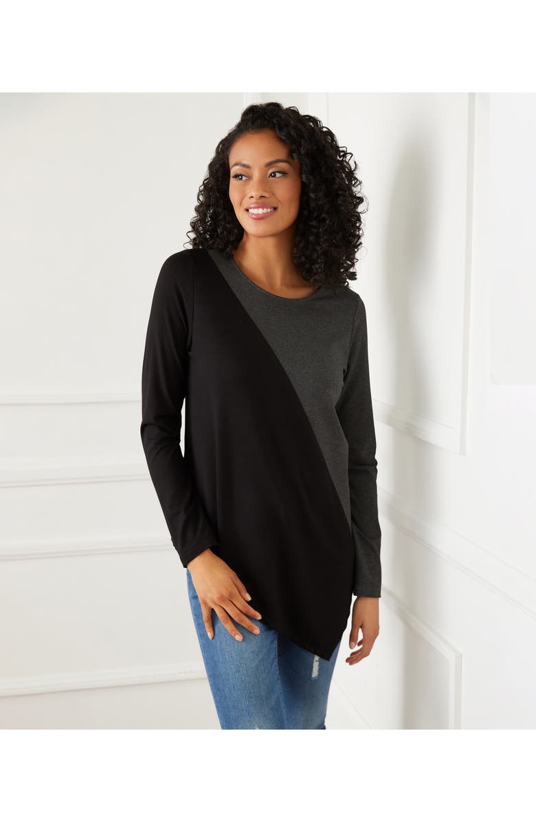 Karen Kane Colorblock Asymmetric Top, Alternate, color, 