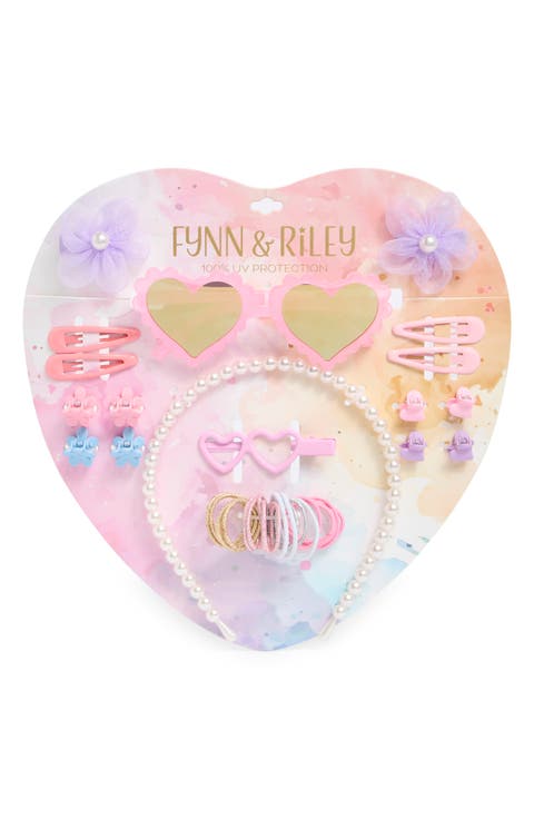 Faux Pearl Headband, Heart Sunglasses & Hair Accessories Set (Kids)