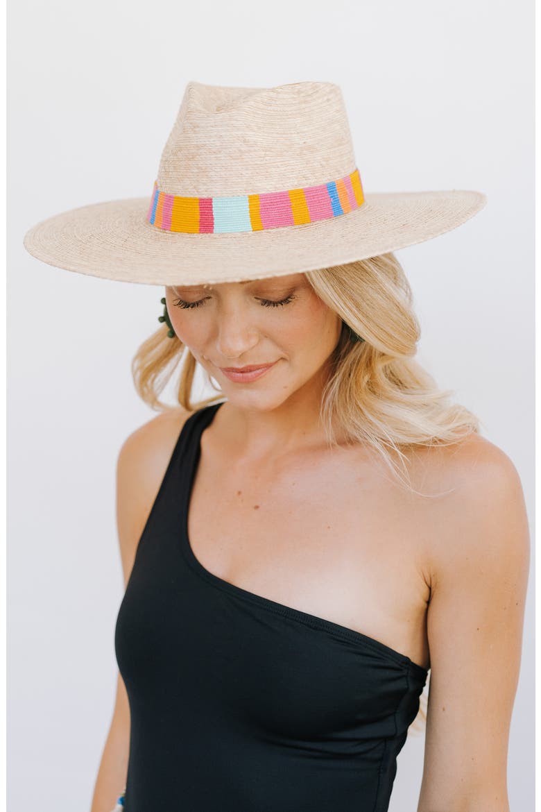 Marta Palm Straw Sun Hat, Alternate, color, PINK MULTI