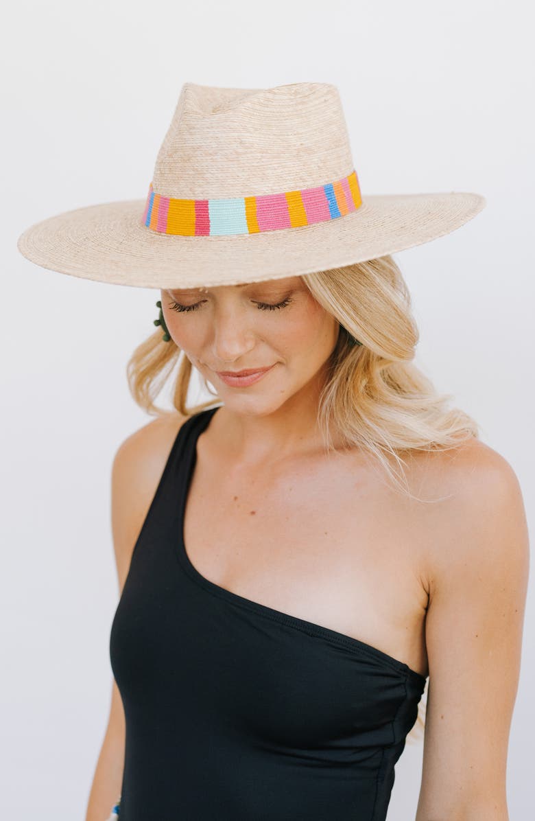 Sunshine Tienda Marta Palm Straw Sun Hat, Alternate, color, Pink Multi