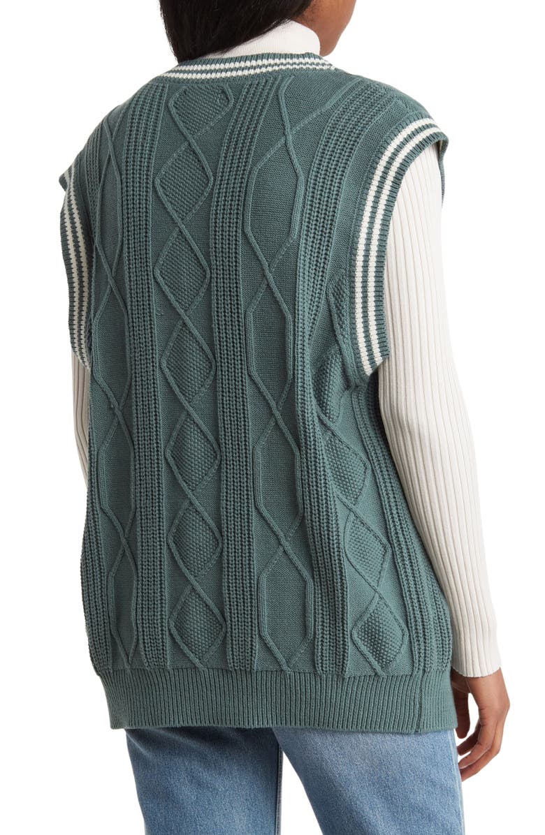BP. Oversize Cable Knit Cotton Blend Vest, Alternate, color,
