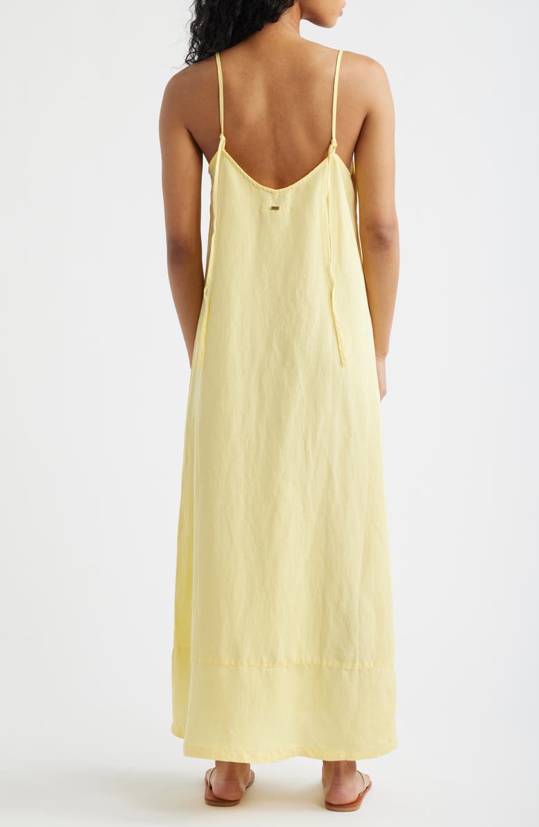 Rip Curl Aloha Linen Blend Maxi Sundress, Alternate, color, Banana
