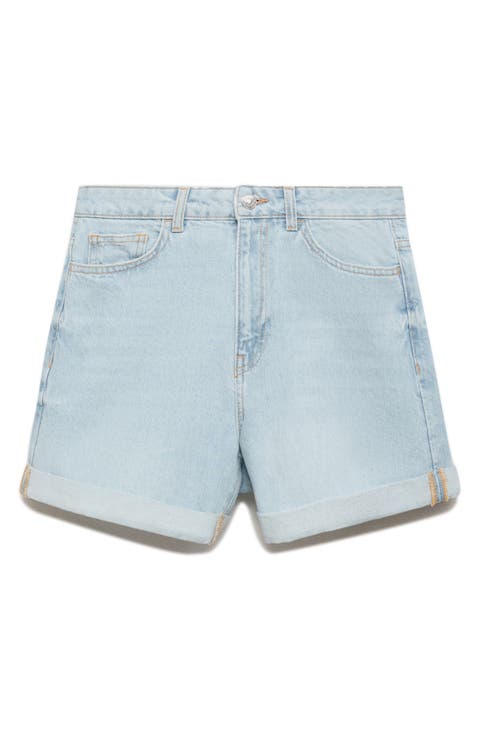 High Waist Mom Fit Denim Shorts