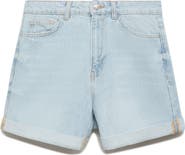 MANGO High Waist Mom Fit Denim Shorts