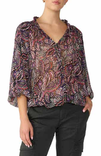 Sanctuary Paisley Print Smocked Neck Top