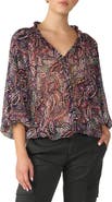 Sanctuary Paisley Print Smocked Neck Top