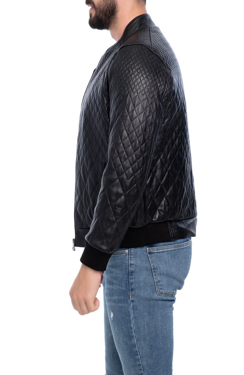 VELLAPAIS Quilted Leather Bomber Jacket, Alternate, color, Black