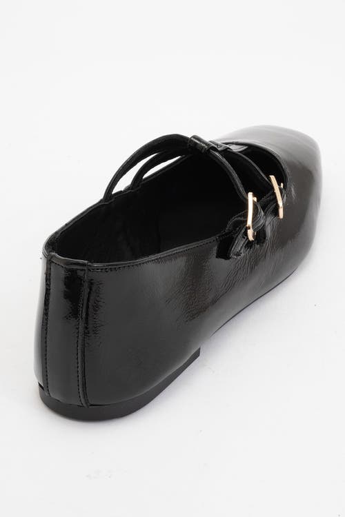 Forever & Always Shoes Starling Leather Mary Jane Flats In Black Patent Leather