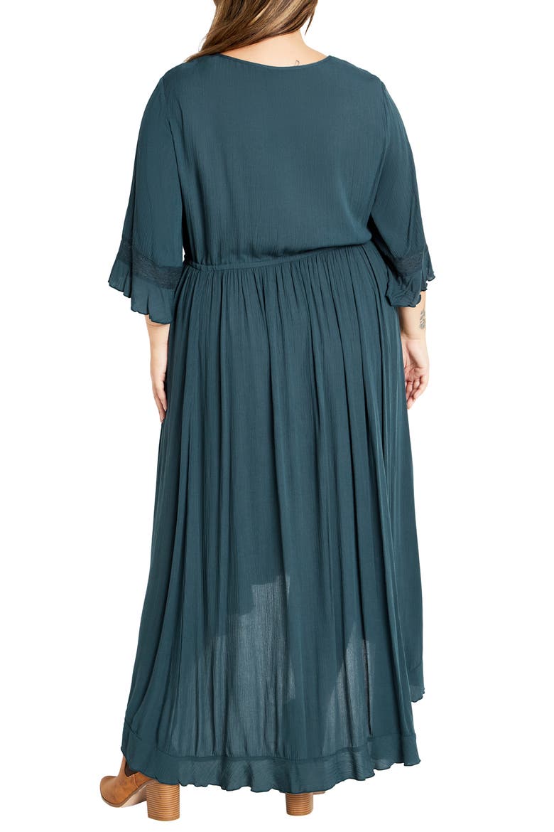 Rosie Lace Trim High-Low Maxi Dress, Alternate, color, TEAL