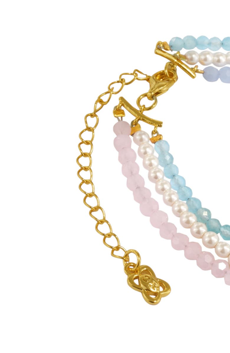 Ottoman Hands Waterproof Layered Beaded Bracelet, Alternate, color, Gold