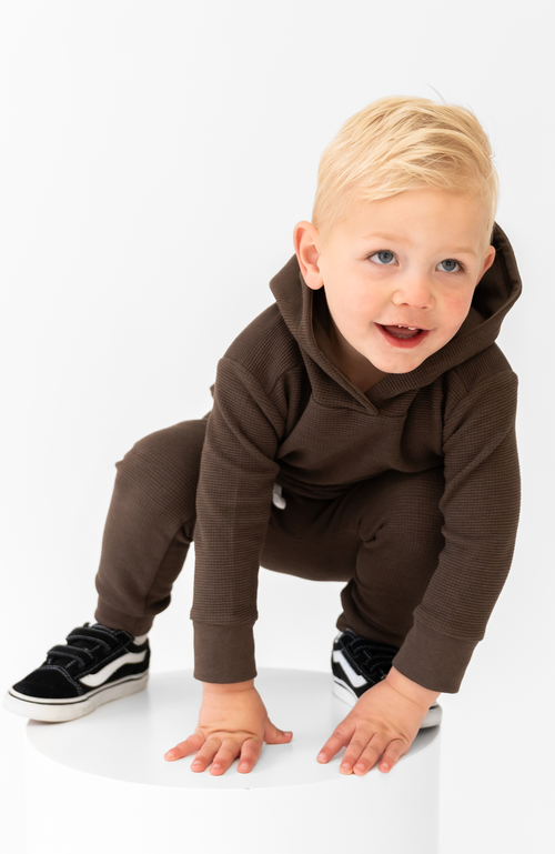LAREE + CO LAREE + CO WAFFLE KNIT HOODED PULLOVER 