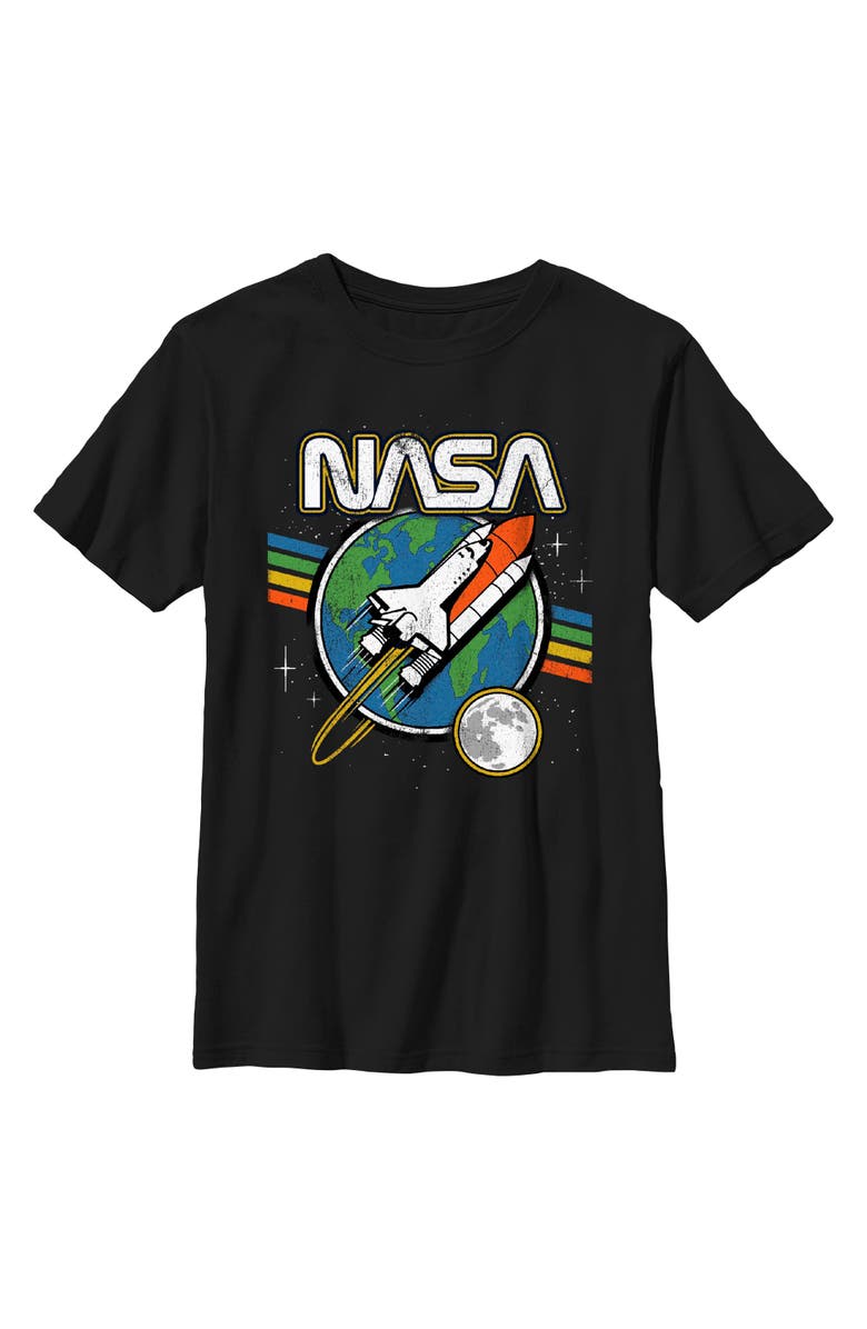 NASA Boy's NASA Retro Rocket Launch  Graphic T-Shirt, Main, color, Black