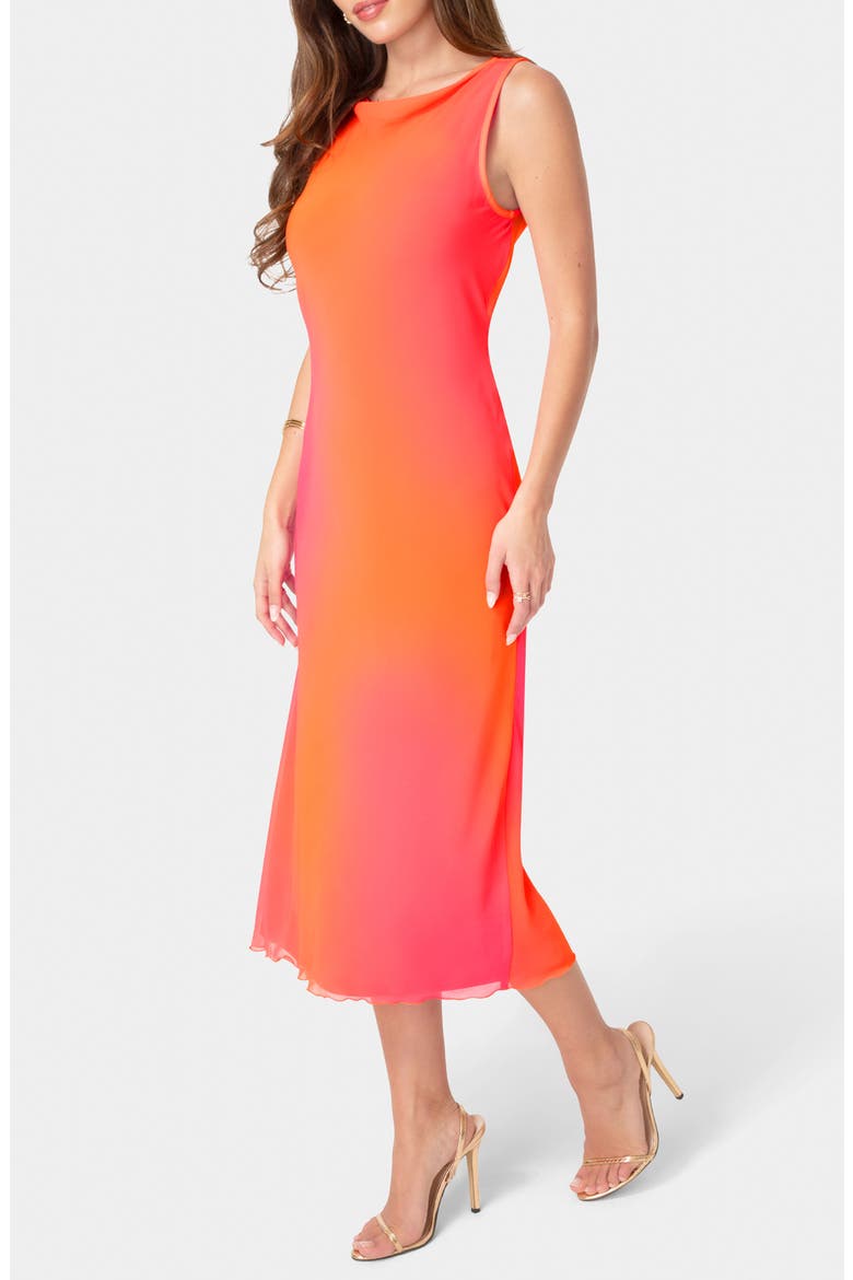 Smudge Chiffon Racerback Maxi Dress, Alternate, color, ORANGE/ FUSHIA