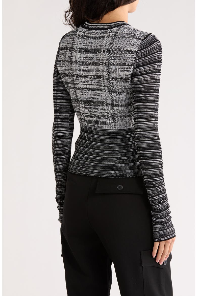 Mixed Stripe Long Sleeve Crop Top, Alternate, color, BLACK