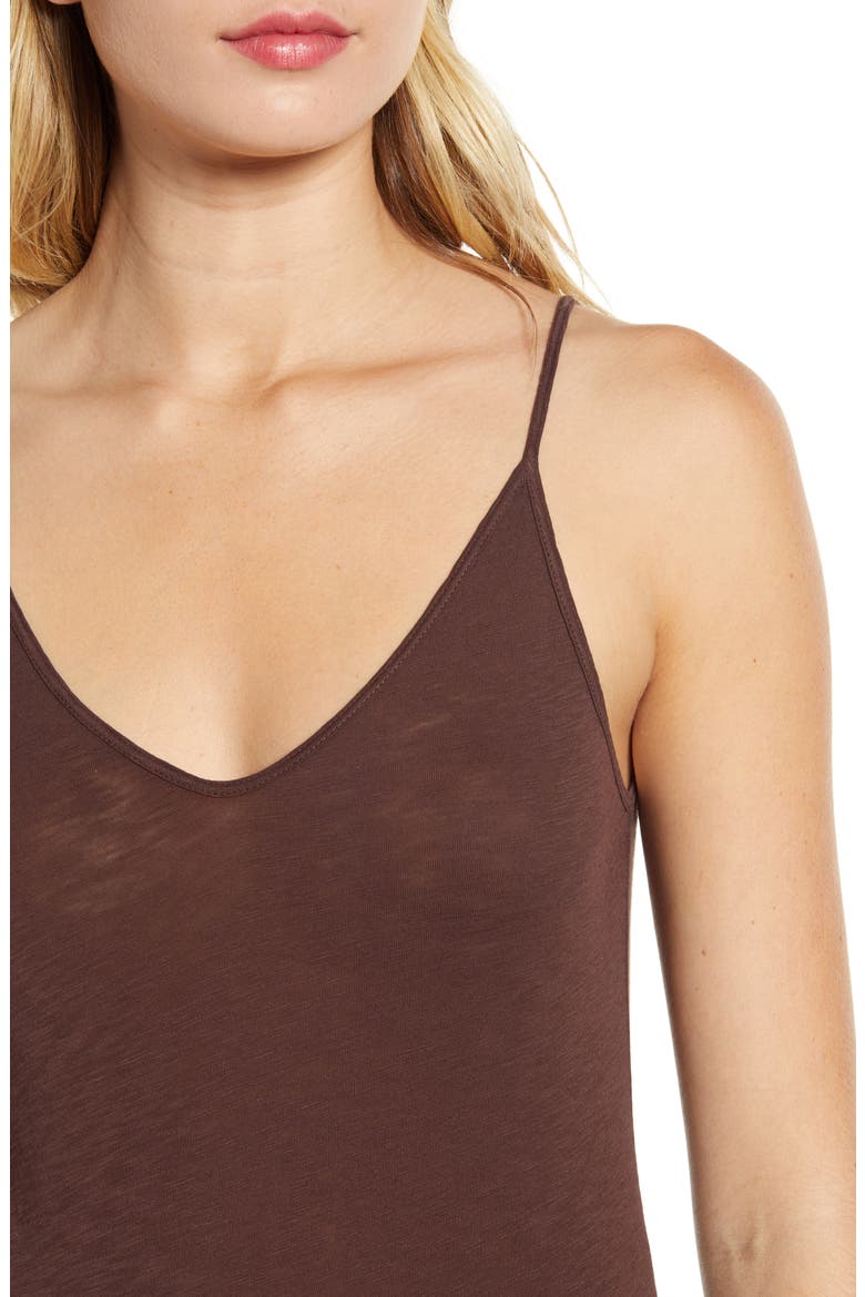 V-Neck Slub Camisole, Alternate, color, ESPRESSO