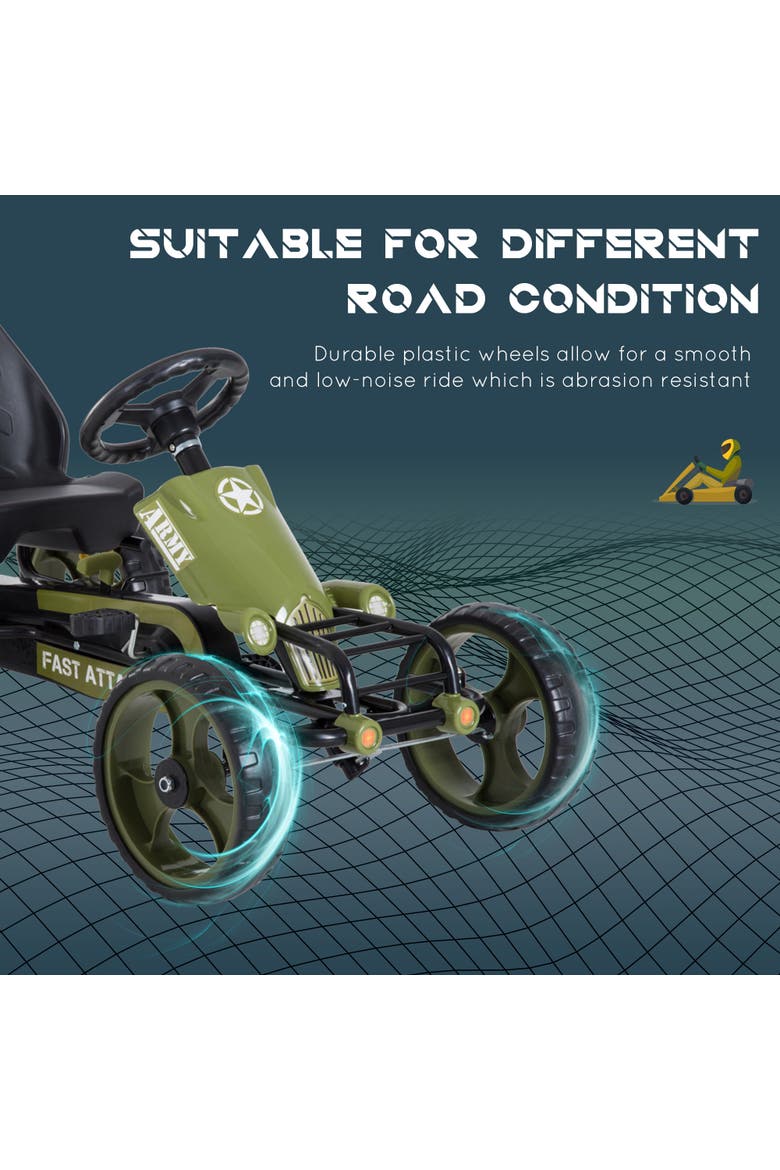Kids Pedal Go Kart with Adjustable Seat, EVA Wheels, Alternate, color, Green