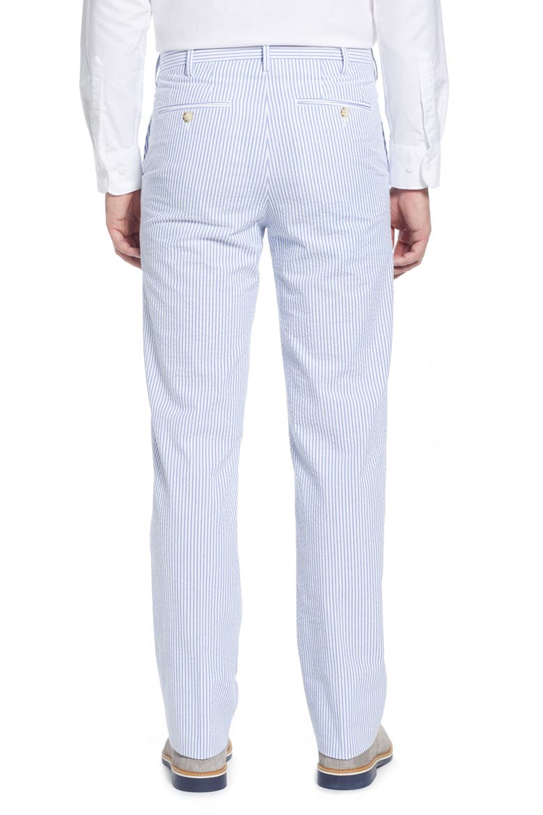 Flat Front Stripe Cotton Seersucker Pants, Alternate, color, LIGHT BLUE