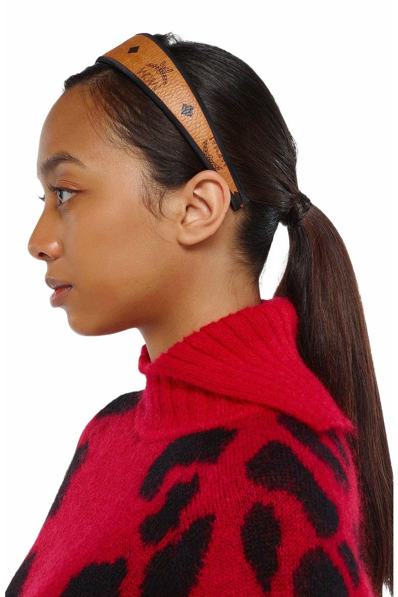 Headband in Visetos, Alternate, color, Cognac