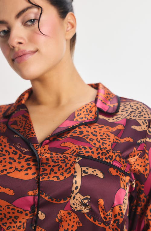 Savage X Fenty Ever After Satin Sleep Shirt In Brown