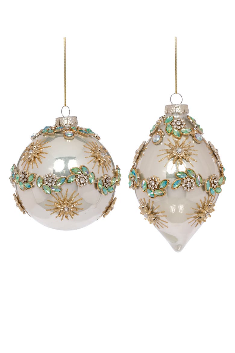 Floral Jeweled Ornament, Box of 6, Main, color, Champagne