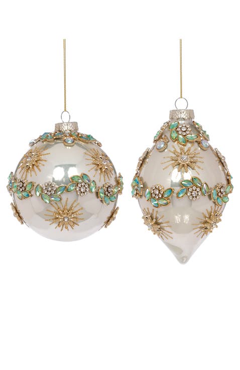 Floral Jeweled Ornament, Box of 6