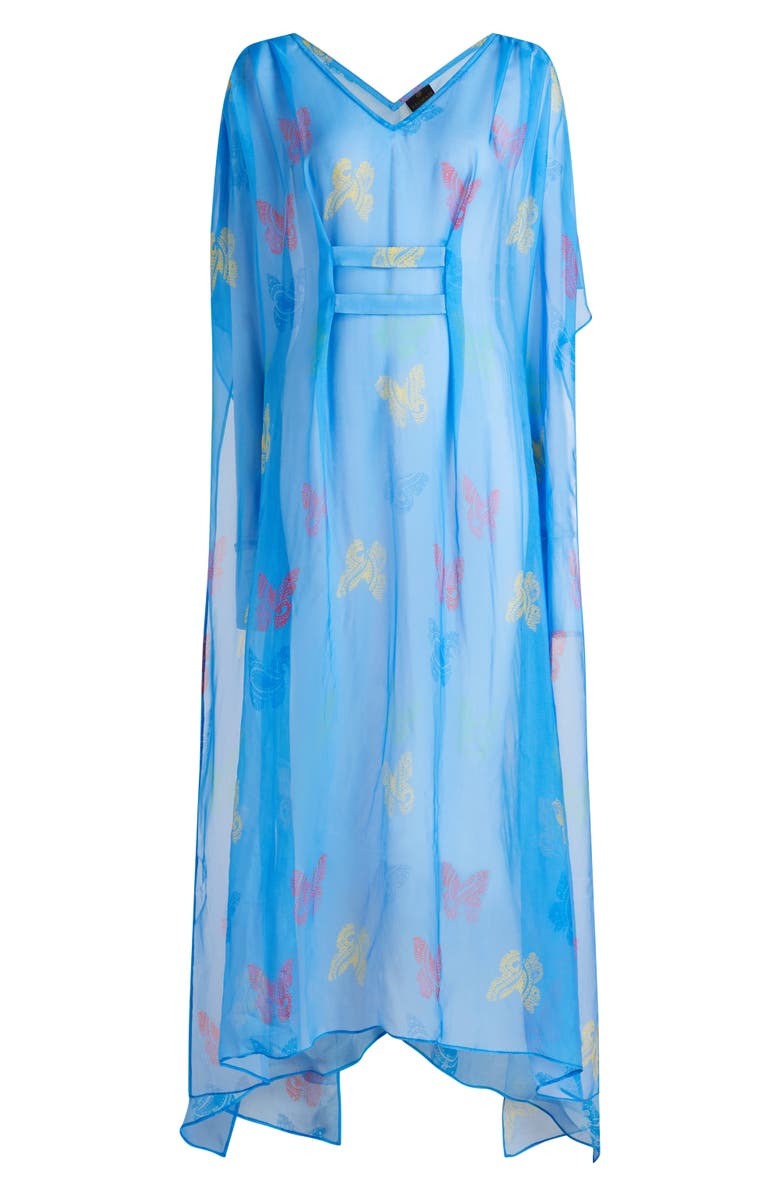 VALIMARE Florence Maxi Sheer Silk blend Cover-up Kaftan, Alternate, color, Blue