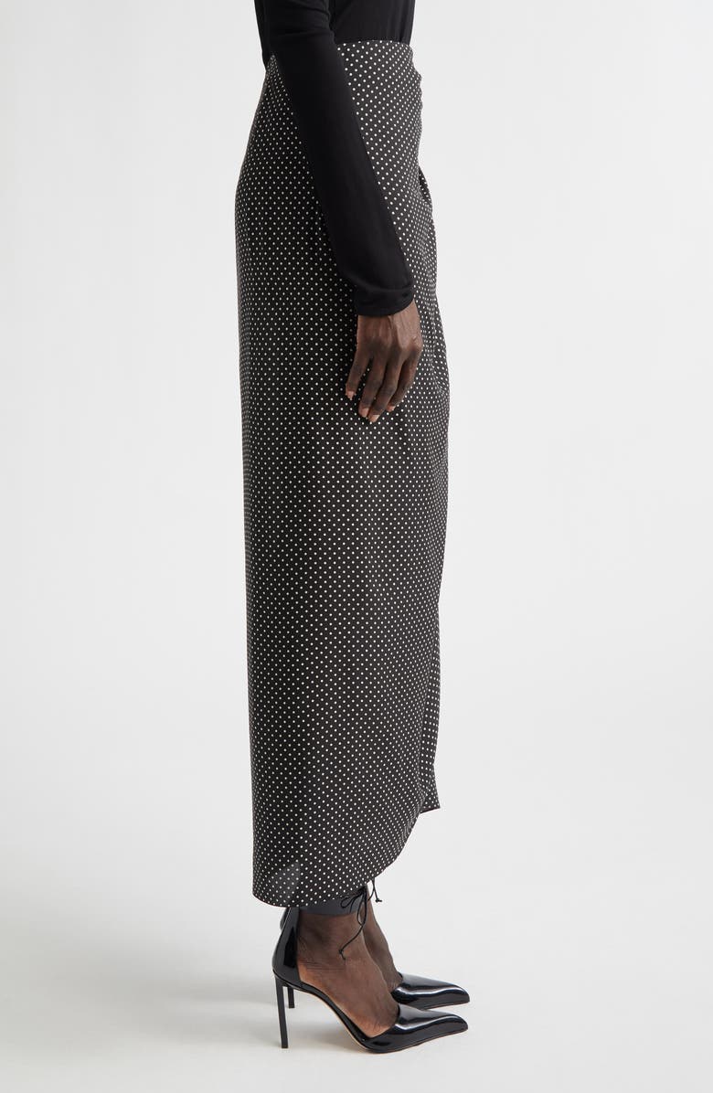 TOM FORD Polka Dot Silk Sable Faux Wrap Skirt, Alternate, color, Black/ Off White