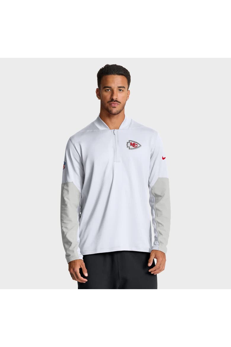 Men's Nike White Kansas City Chiefs Sideline Dri-FIT Half-Zip Pullover, Main, color, White