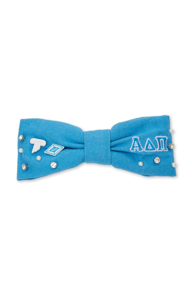 Lele Sadoughi Alpha Delta Pi Riley Bow, Main, color, Azure 400
