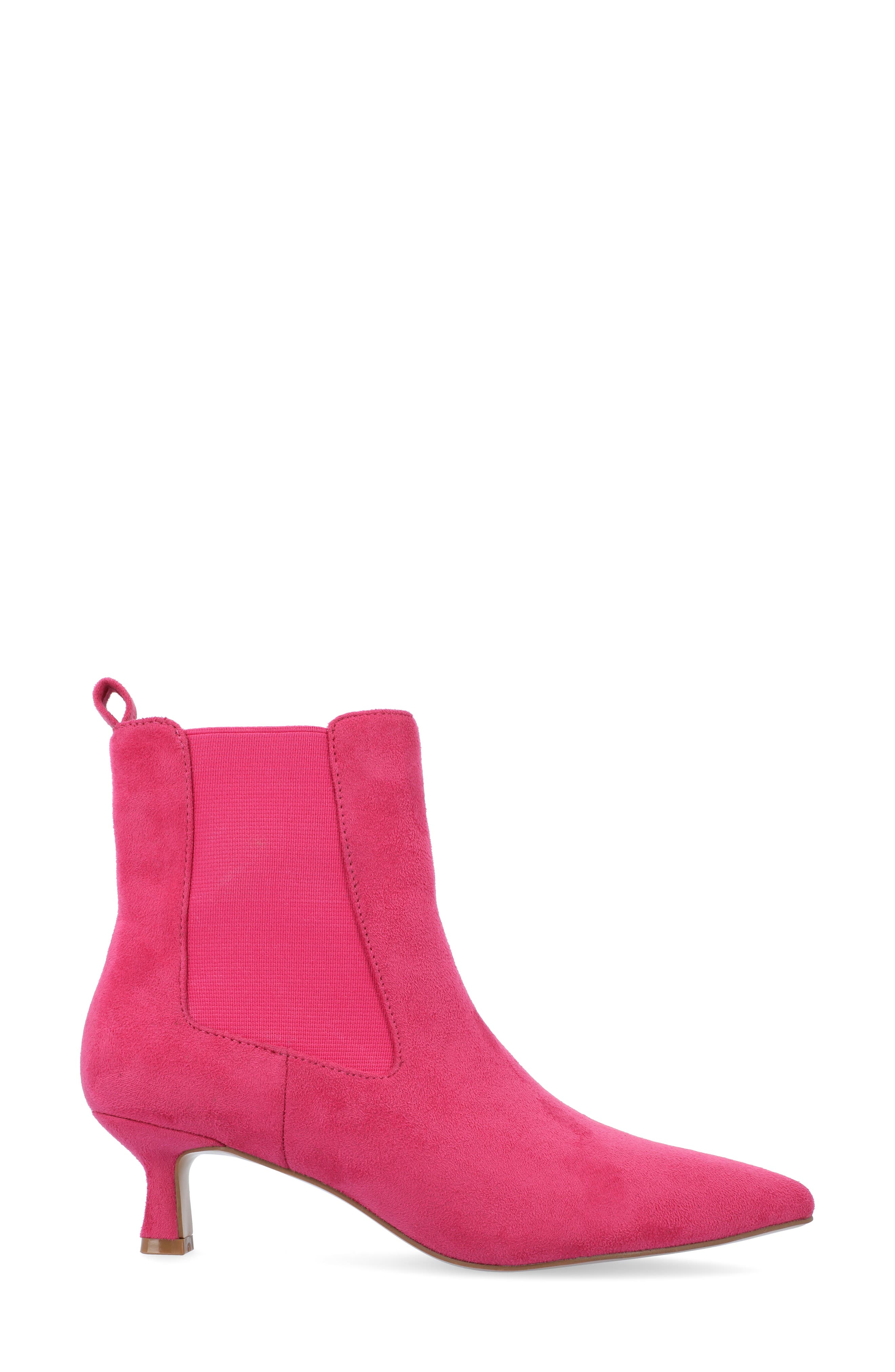 Journee Collection Pointed-Toe Vegan Leather Bootie, Alternate, color, Fuchsia