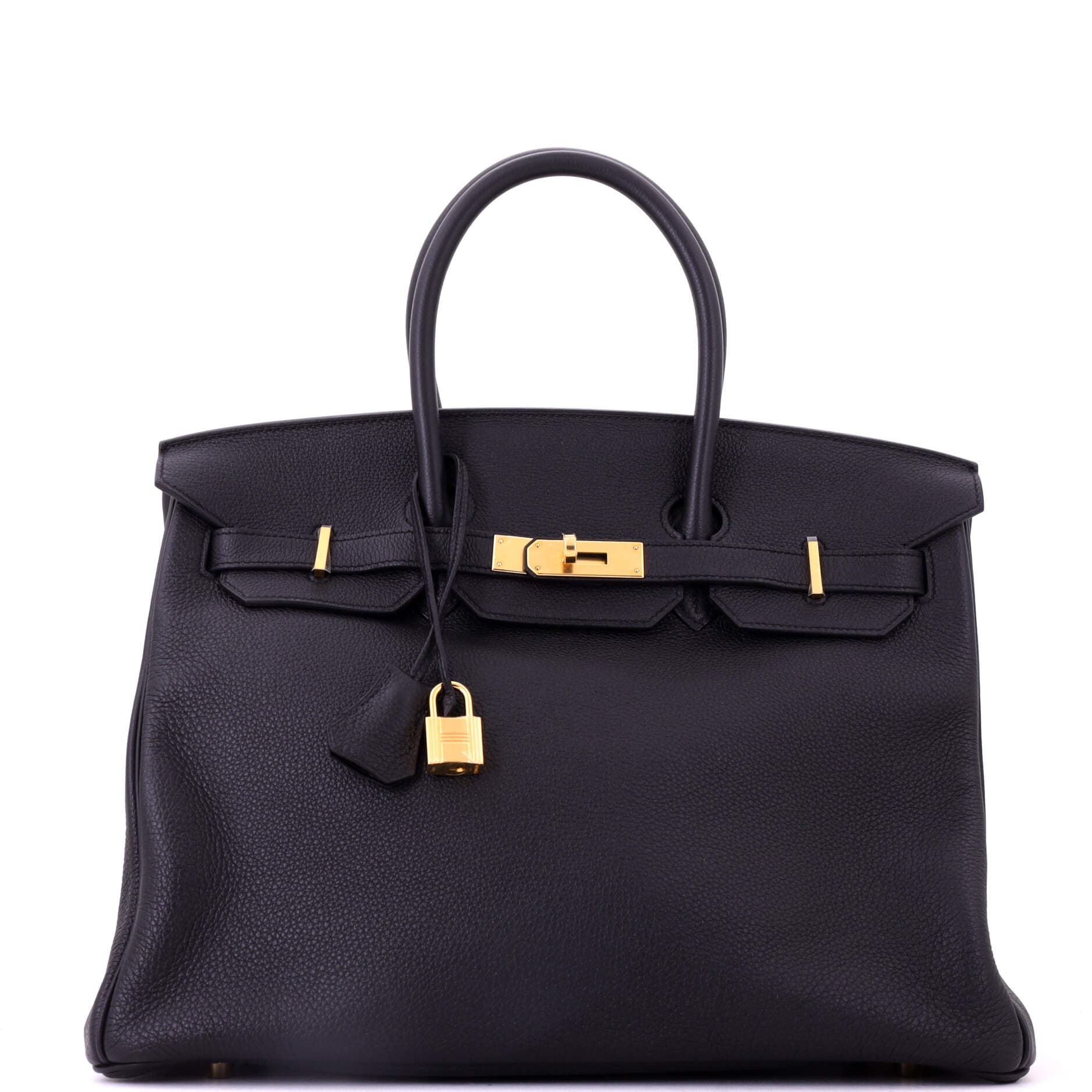 Pre-Owned Hermes Birkin Handbag Black Togo with Gold Hardware 35, Main, color, Noir