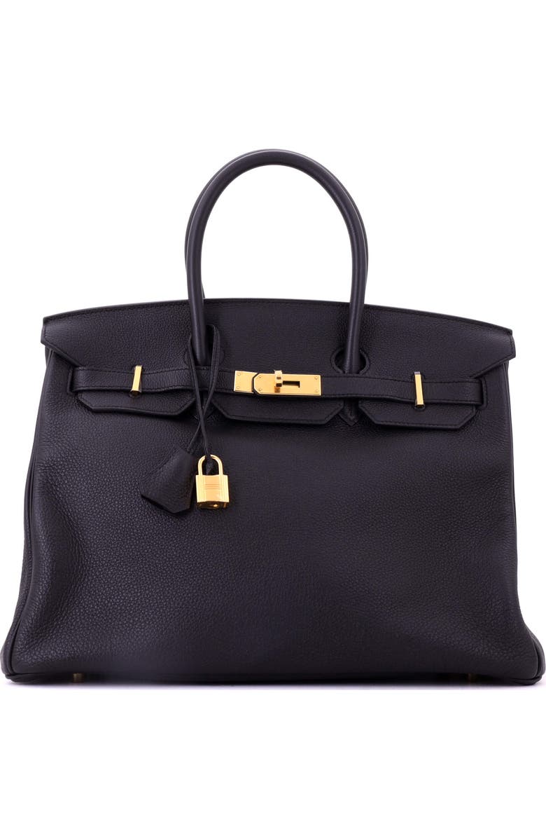 Pre-Owned Hermes Birkin Handbag Black Togo with Gold Hardware 35, Main, color, Noir