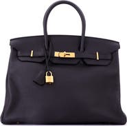 Pre-Owned Hermes Birkin Handbag Black Togo with Gold Hardware 35