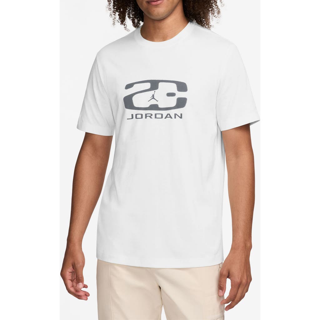 Shop Jordan Essentials Logo Cotton Graphic T-shirt In White/cool Grey