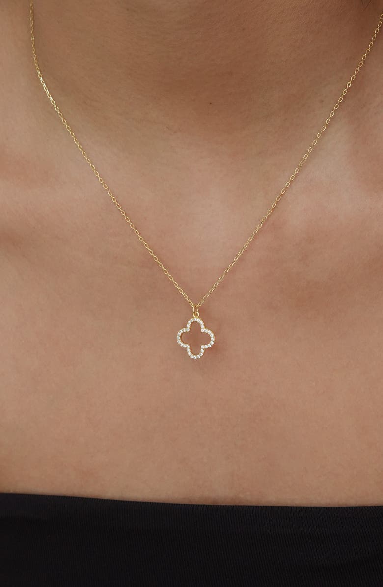 Argento Vivo Sterling Silver Cubic Zirconia Open Clover Pendant Necklace, Alternate, color, Gold