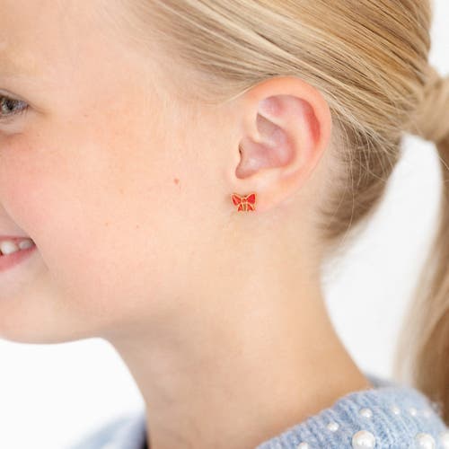 PIP POP PIP POP RED BOW STUD EARRINGS