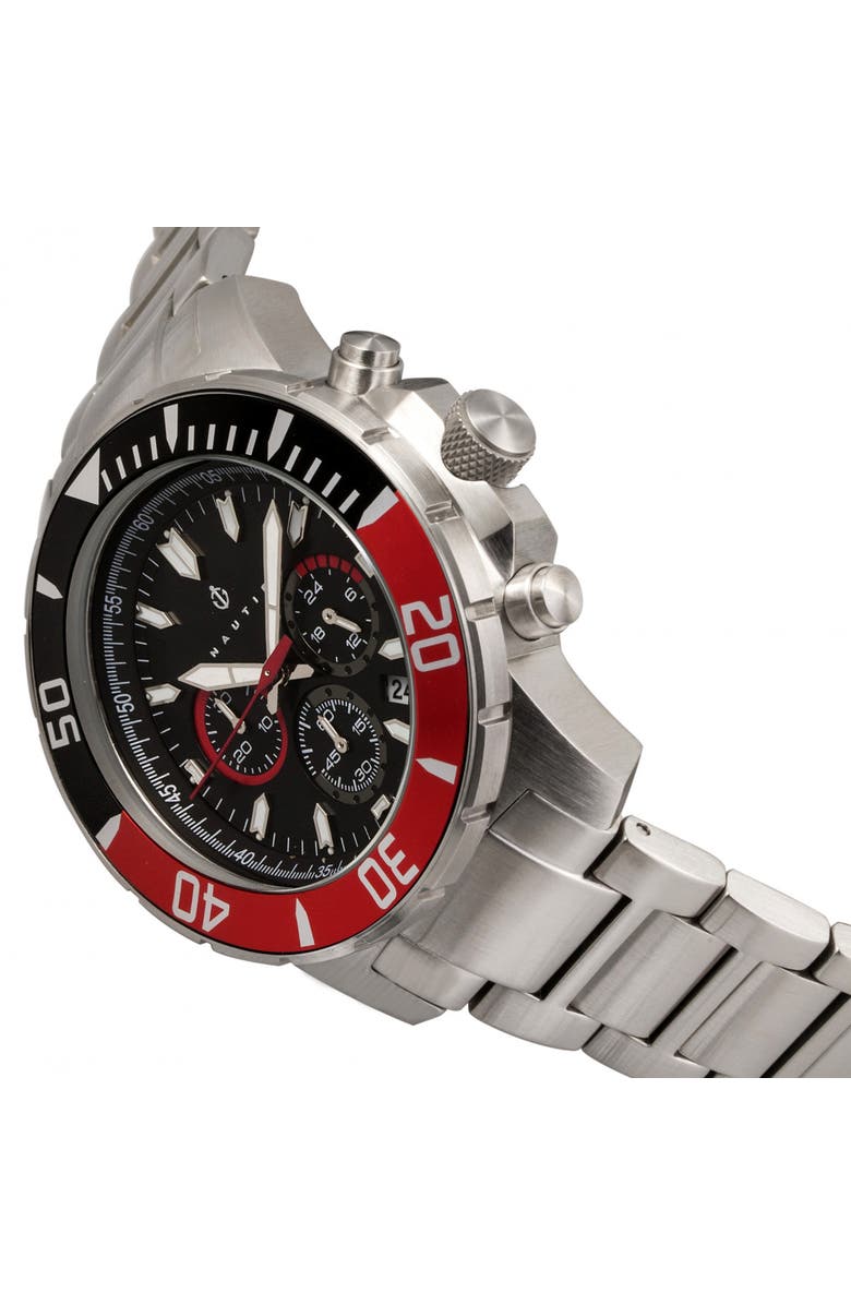 Nautis Dive Chrono 500 Chronograph Bracelet Watch, Alternate, color, Black/Red