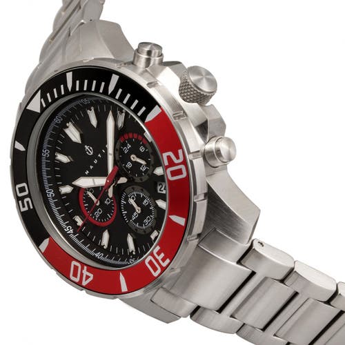 Nautis Dive Chrono 500 Chronograph Bracelet Watch In Black/red